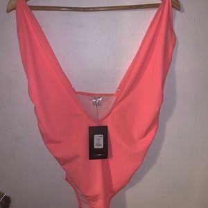 Coral One Piece Swimsuit- Deep V Cut *NEW*